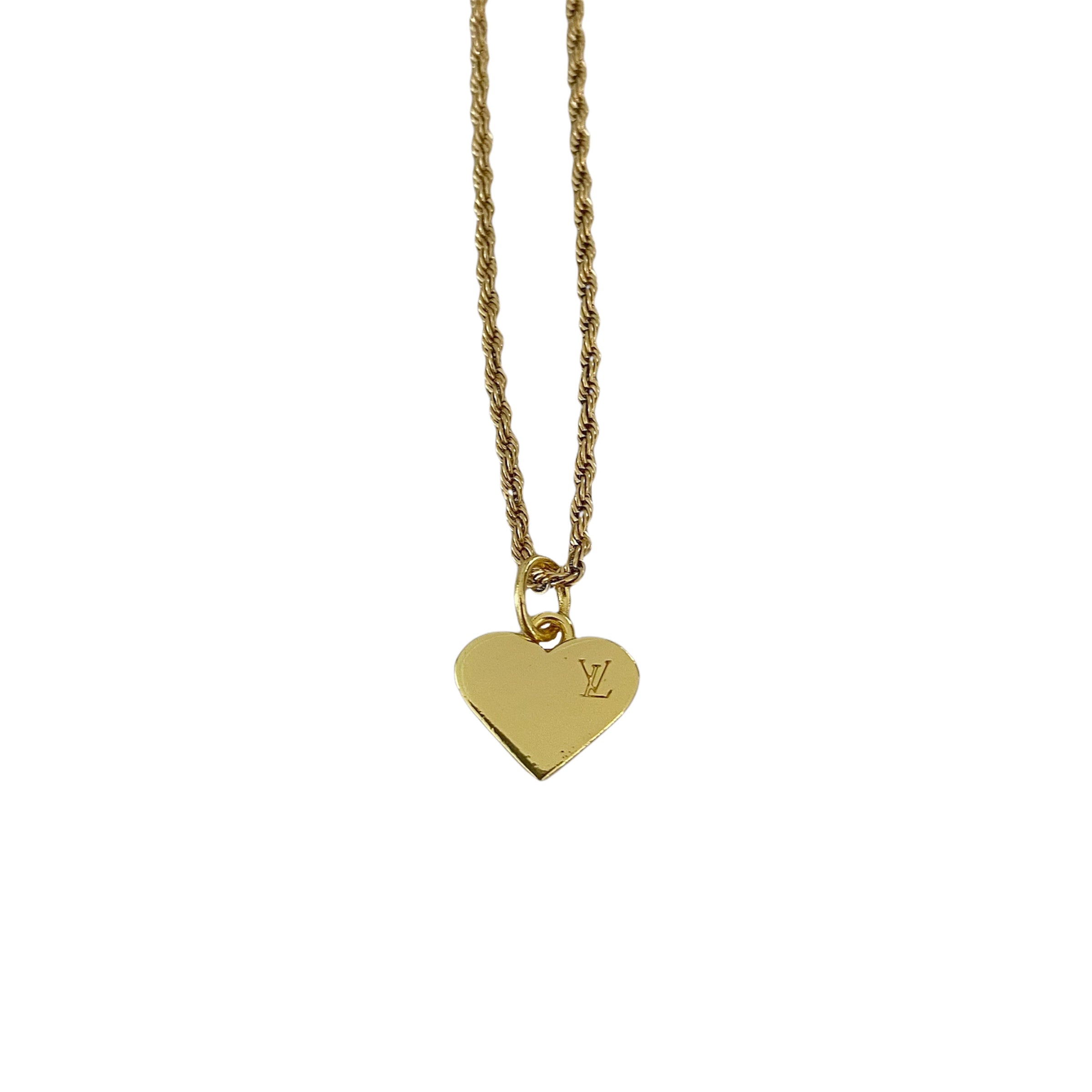 Louis Vuitton Authentic Louis Vuitton Red Heart & Wrote Gold LV Necklace &  Pendant Gold plated with Gold chain 22inch, Grailed