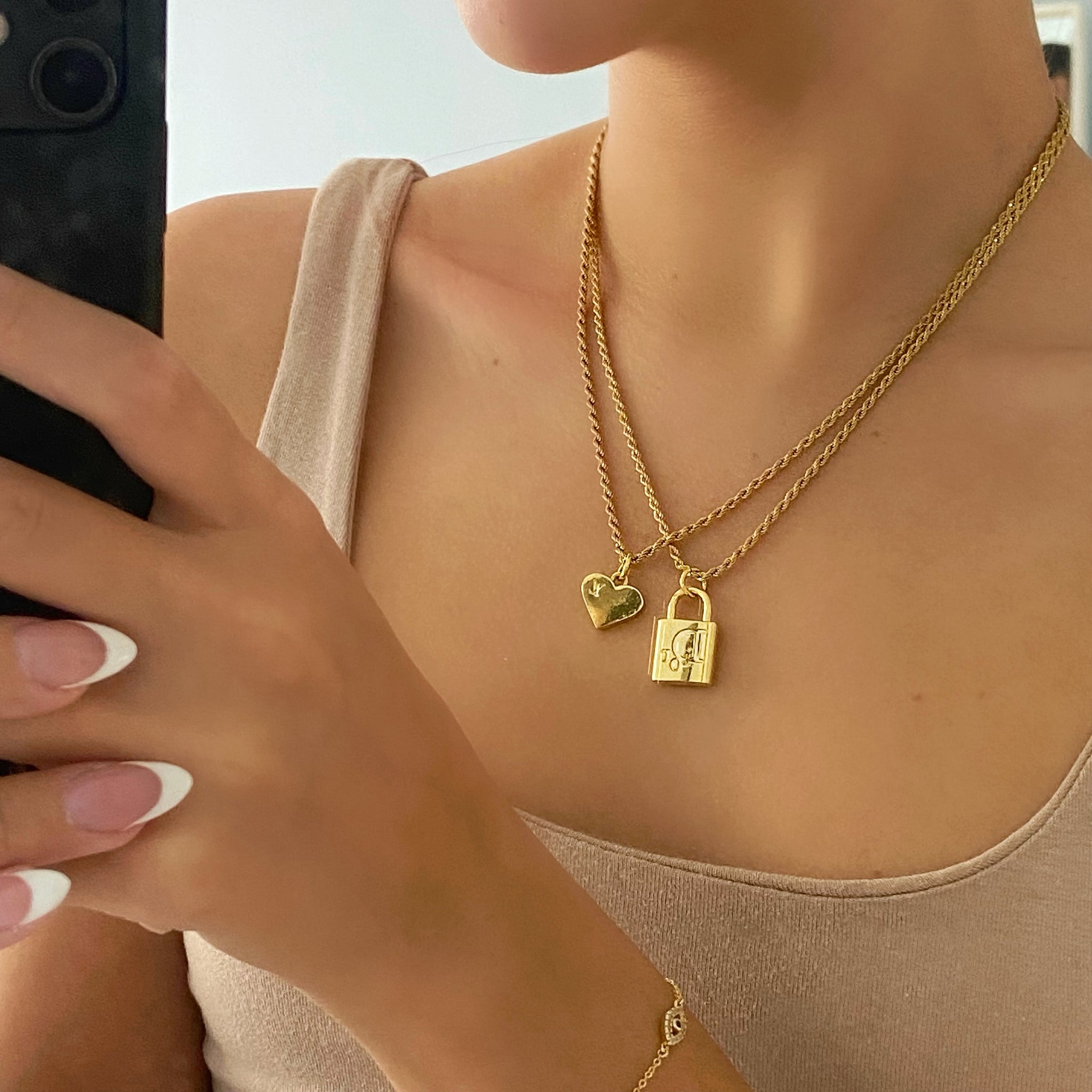 Louis Vuitton Reworked LV Engraved Heart Charm Necklace — sororité.
