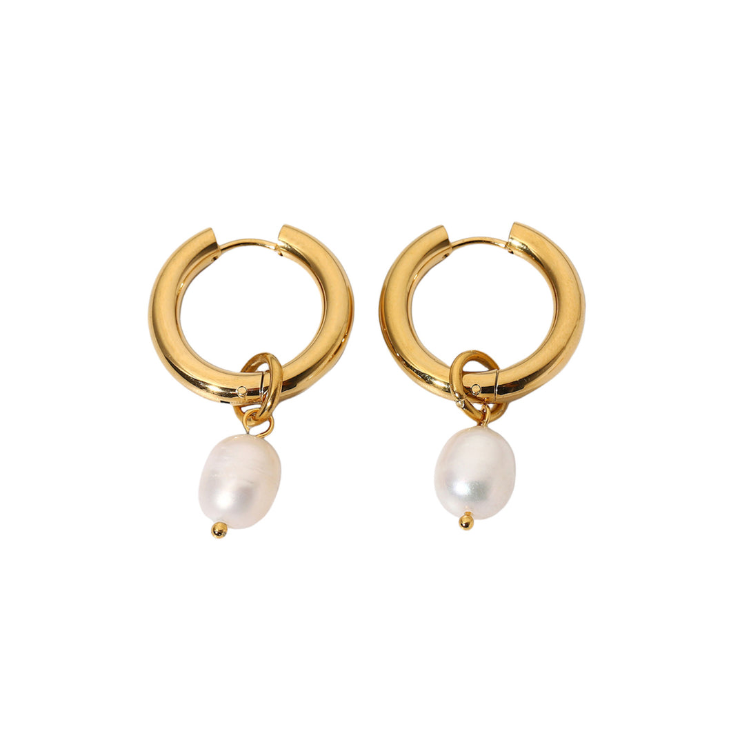 PEARL DROP HOOPS