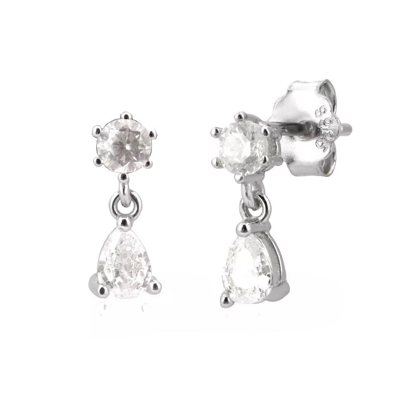 PEAR DROP STUDS SILVER