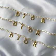 Load image into Gallery viewer, Christian Dior repurposed reworked authentic vintage designer letter pearl necklace choker jewellery
